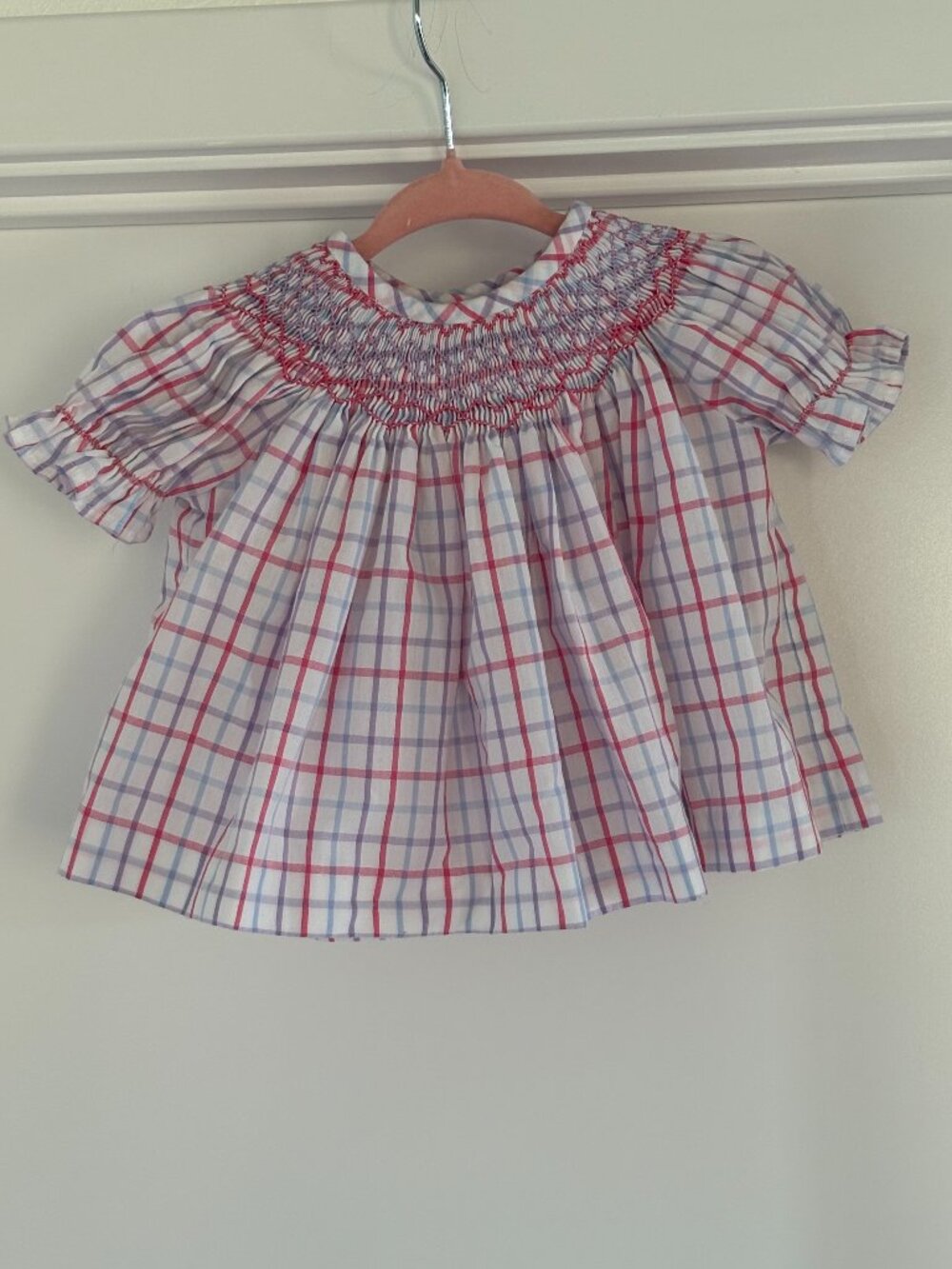 The Beaufort Bonnet Company TBBC Smocked Bishop Dress Pink Blue Plaid, 0-6 month
